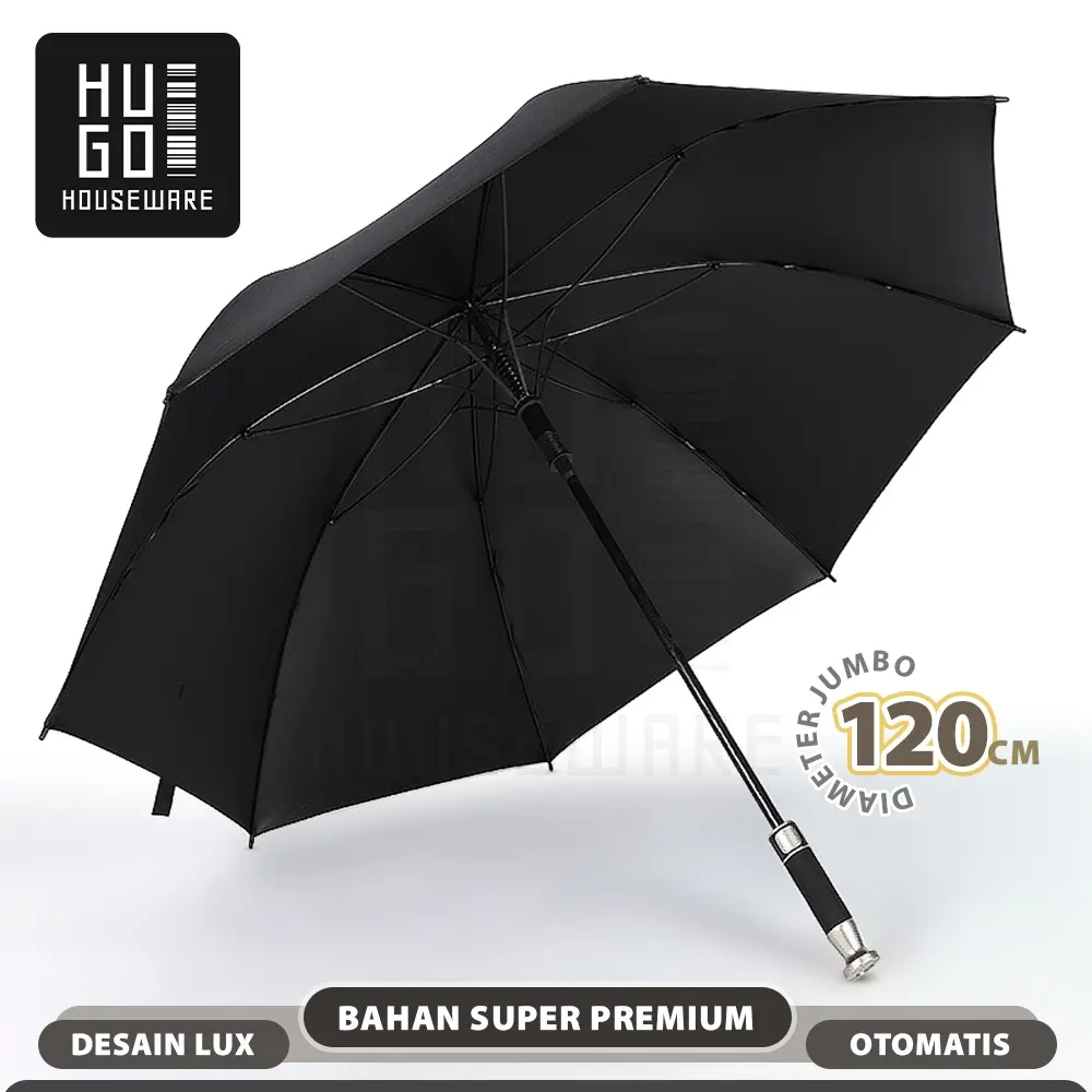 BISA COD Payung Golf Besar Jumbo Otomatis Anti UV Protection Premium Lux Quality Black