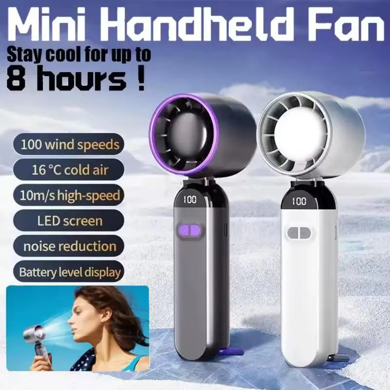 F85 Mini Portable Fan Kipas Angin Mini Genggam Rechargeable 100 Speed LED Display Low Noise