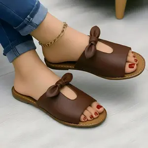 Sandal Wanita Terbaru Sandal Flat Model Slop Pita Bolong Spesial Harga Diskon