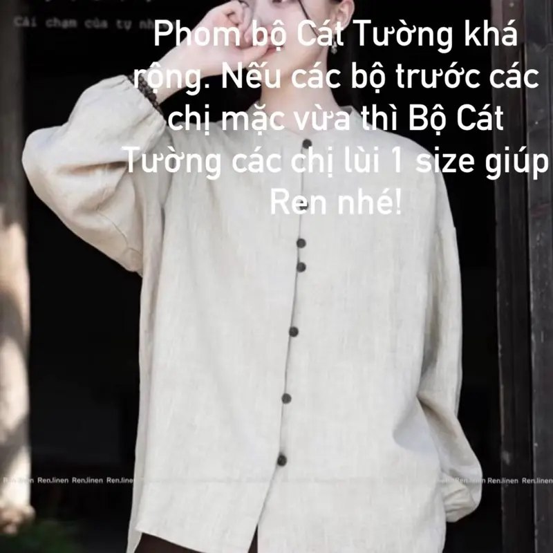 ￼Linen Đồ Đi Chùa Pháp Phục Đồ Lam Cát Tường Renlinen