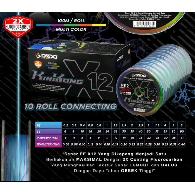 benang PE DAIDO KINGKONG x12 multi colour connecting