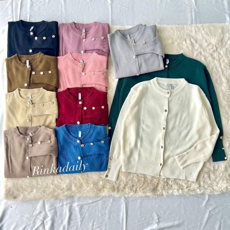 Tarla Cardigan Basic Kancing Gold Tebal Premium 0