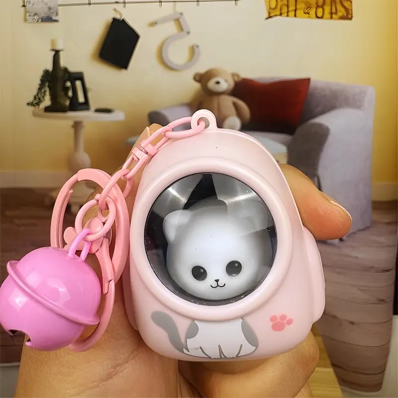 【Versi I Love You】Gantungan Kunci Backpack Cat Astronot Cute Karakter Keychain With Night Lamp Multifungsi Led 4