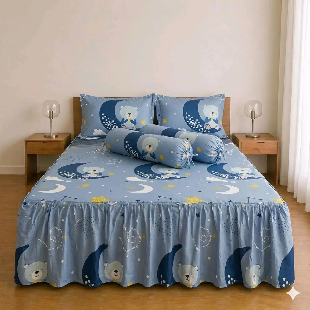 Sprei rumbai motif tedy moon 180x200 160x200 bonus sarung bantal sarung guling