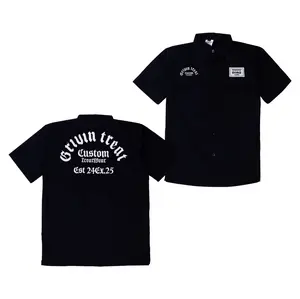 Grivin Workshirt kemeja Est Black Ukuran S M L XL XXL Casual Cowok work shirt Bordir Nyaman Kantong Kancing Pria Hitam Kerja Baju