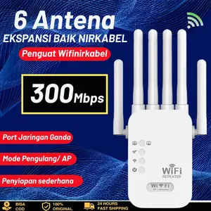 【COD】Batikore WiFi Repeater 6 Antena 2.4G 5G Dual Band 300Mbps/1200Mbps Setup Mudah Koneksi Satu KlkWPS repeater  penguat  sinyal repeater