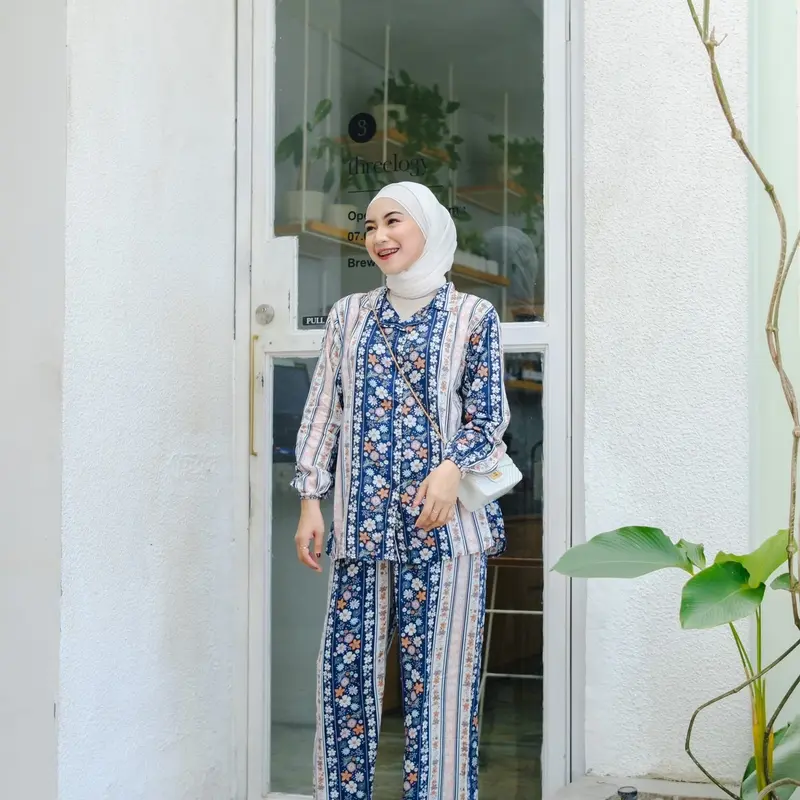 Setelan Lengan Panjang Set Kemeja Celana Celana One Set Wanita 3