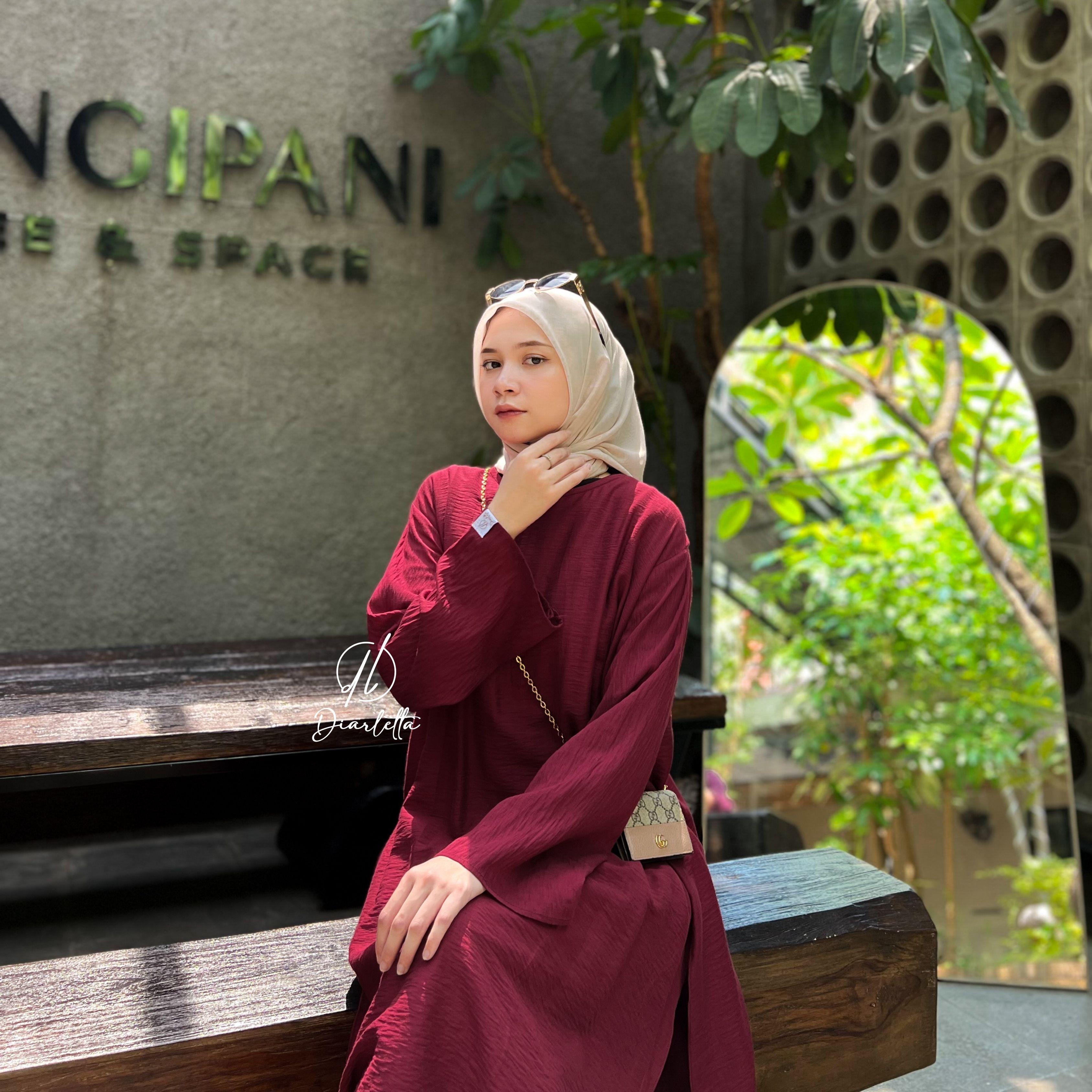 Zahwa Set Kulot Abaya Tunik Busui Friendly Polo Linen by Diarletta