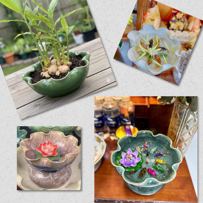   Tặng 10 viên đá 1 sen xốp và 1 chú cá koi  Bát thả hoa “Minh đường tụ thuỷ” thu hút vượng khí tích tài lộc về cho gia chủ hàng Bát Tràng cao cấp bát sen tắm phật bát nước thả hoa Tần tài thổ địa- gốm sứ Anh Thư 