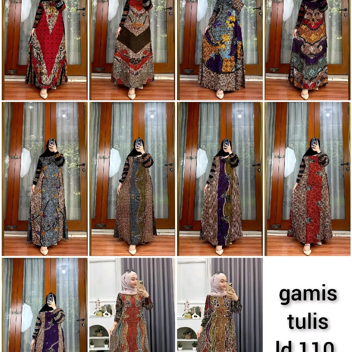 GAMIS BATIK TULIS KOMBINASI CAP LD 110 BABARPINDO MURAH BUSUI FRIENDLY BISA COD Muslim Cantik Ibu Menyusui Motif Nyaman Panjang
