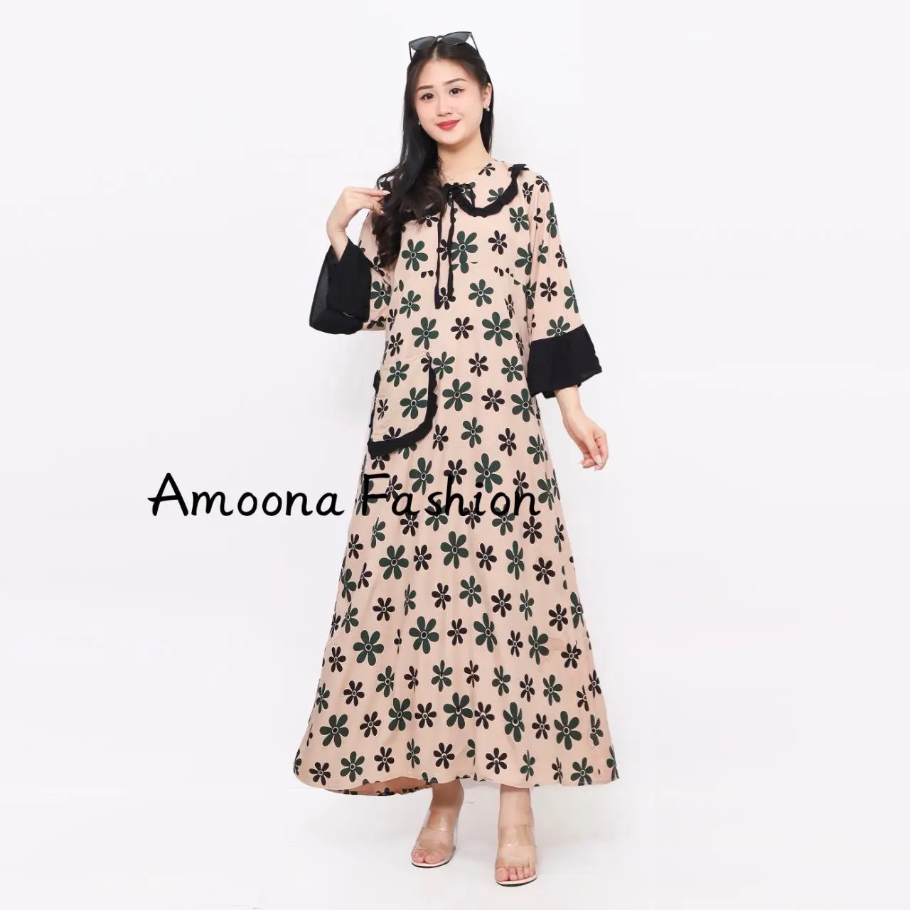 AMOONA - Dress Laura Bahan Rayon Premium \ Gamis Laura Kekinian \ Dress jumbo