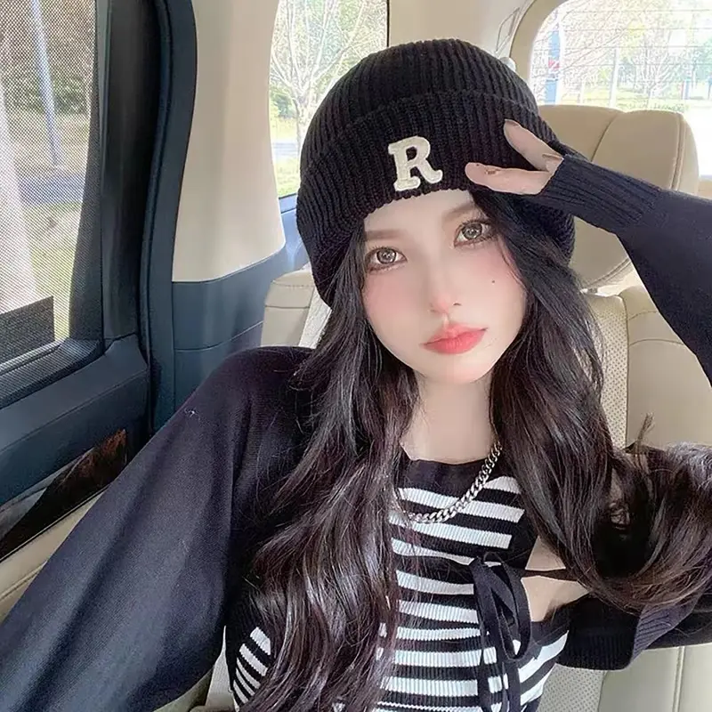 Mũ Dệt Kim, Len Và Lông Cừu Ấm Áp, Thêu Chữ, Mũ Dệt Kim Ấm Áp Mùa Đông, Mũ Đan Mềm, Dành Cho Phụ Nữ Và Trẻ Em Gái, Thích Hợp Cho Phụ Nữ Và Trẻ Em Gái, Hàng Mới Về 2023 2