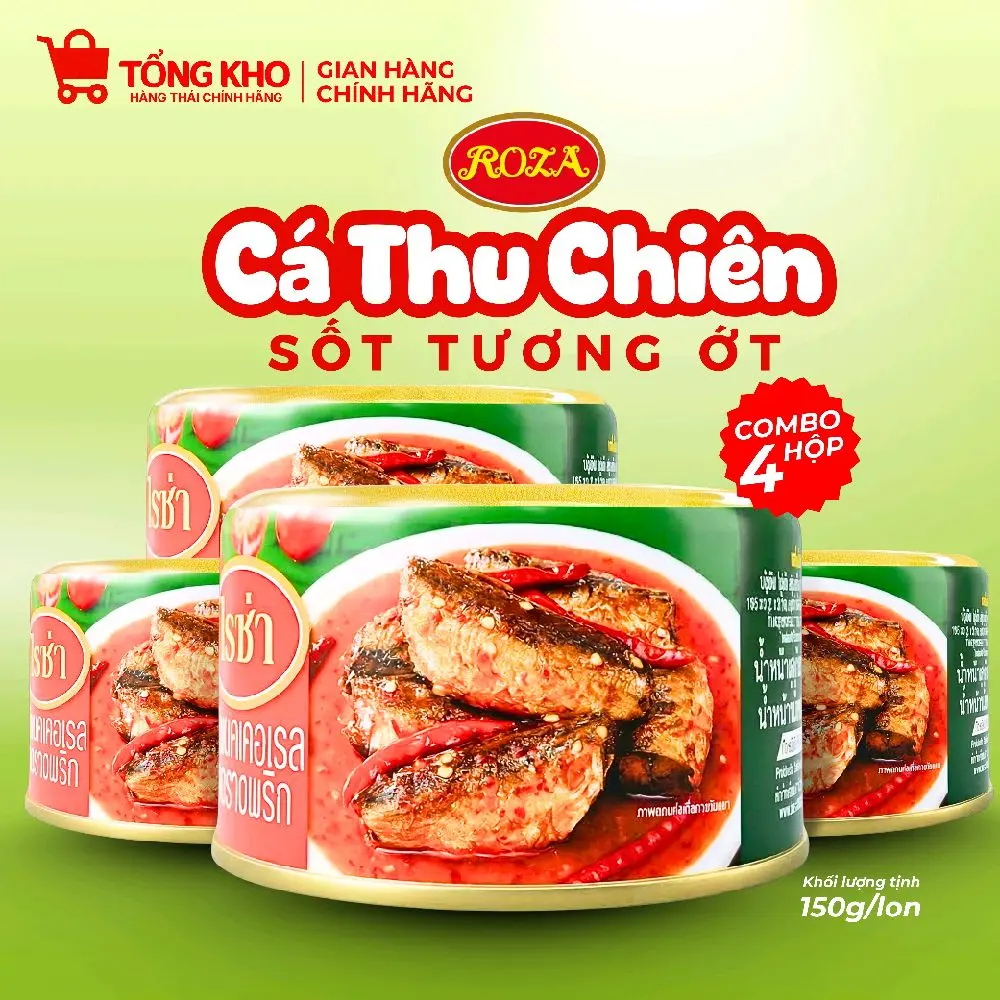 Cá Thu Chiên Sốt Tương Ớt Roza (4hộp/lốc) | Hàng Thái Chính Hãng (150gr/hộp)