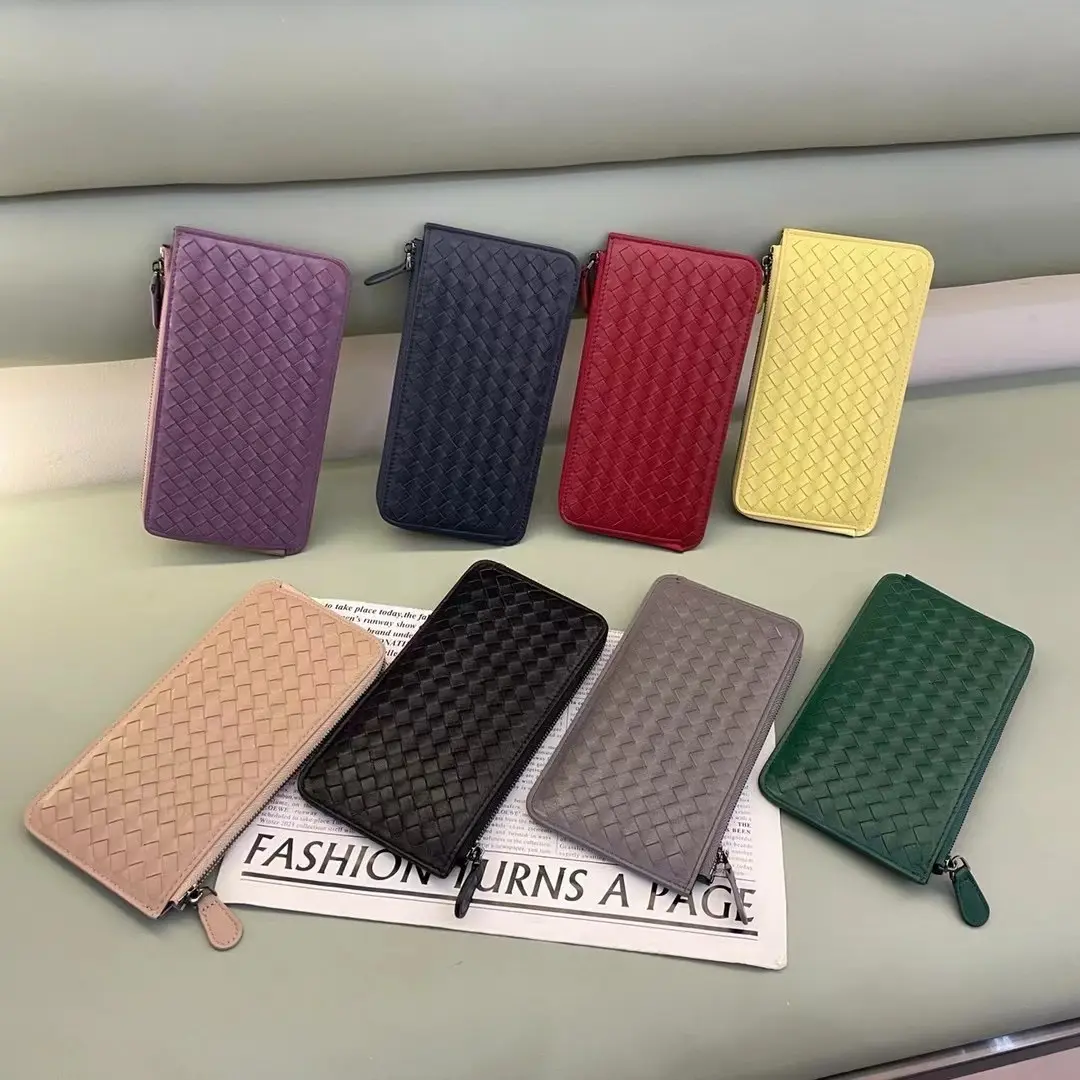 635 Lambskin weaved long pouch/wallet