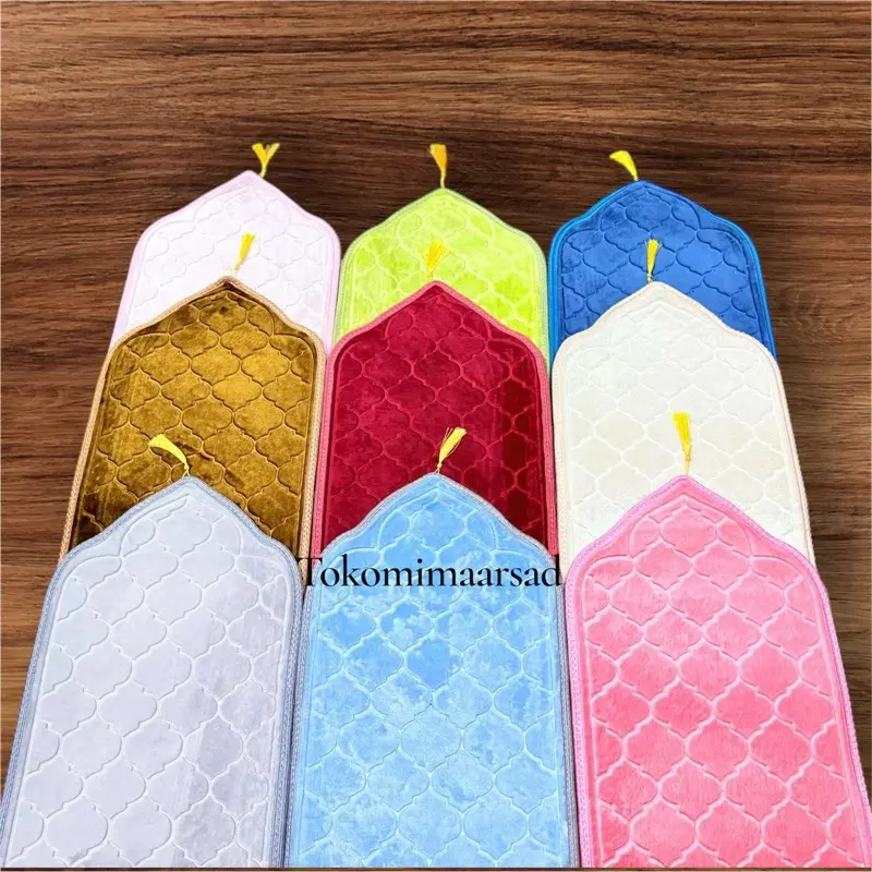 Sajadah Anak Ukuran Mini 35x65cm Kubah Polos Warna Lembut Halus Tebal Empuk Anti Slip Nyaman untuk Ibadah Anak