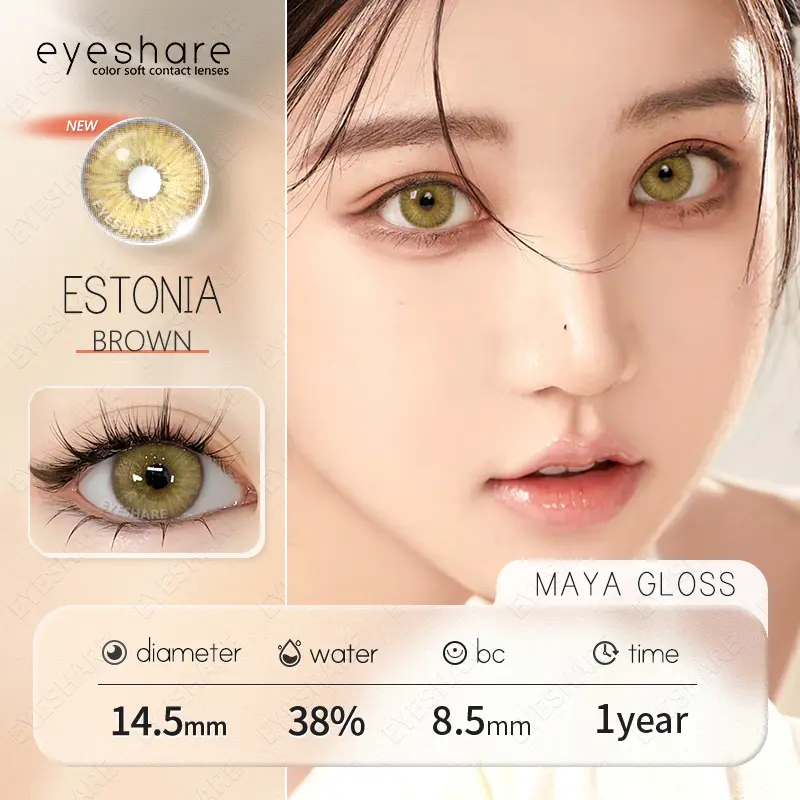 EyeshareID Minus (-1.00-6.00) Set Lensa Lembut Hijau Estonia Baru 14.5mm (Air Lensa Lembut 120ml + Kotak Perawatan) Lensa Kontak Berwarna Cocok untuk Penggunaan Sepanjang Tahun Lensa Kontak Lensa Lembut Udara Lembut Softlens Soflen 5