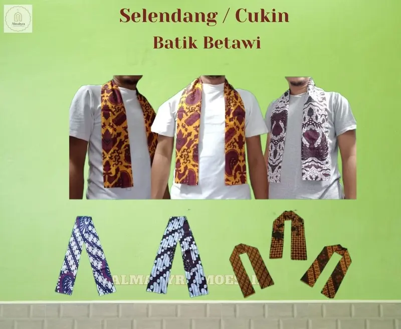 Selendang Batik I Cukin Batik Coklat Betawi Syal Batik Pria Wanita Anak Sampai Dewasa 0