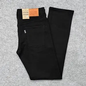 TWO ONE Celana Jeans Pria Panjang Slim Fit Denim Stretch Elastis Hitam Polos