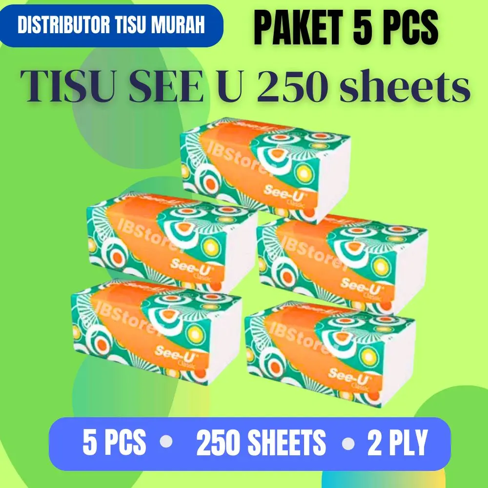 ( PAKET 5pcs ) Tissue Murah SEE U Facial 250 sheets 2 ply Tisu Wajah Tissu Muka Halus Dapat Terurai tissu