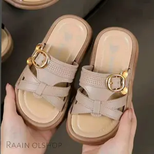 Sandal Selop Import Anak Perempuan Sandal Fashion Karet PVC Aksen Gesper Sendal Anak Cewek Size Kaki 24-35