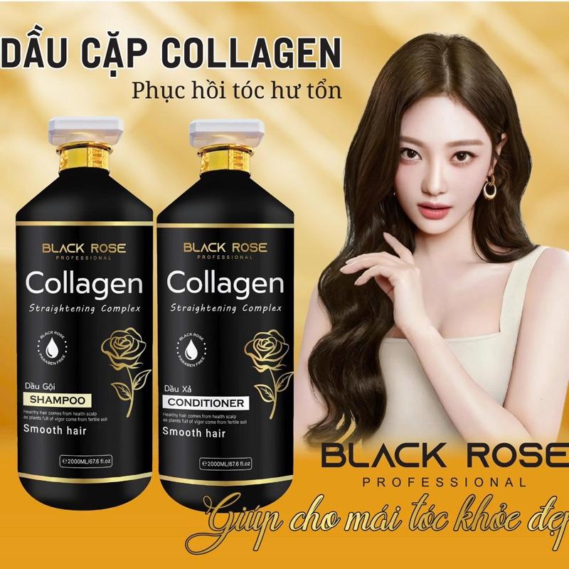  Dầu gội cao cấp coalgen keratin BLACK ROSE  ĐEN    thơm sang mùi hoa hồng ,giảm bết tóc ,giảm gàu ,kích thích mọc tóc ,phục hồi tóc hư tổn ,khô xơ Dung tích 2000ml   1 chai 