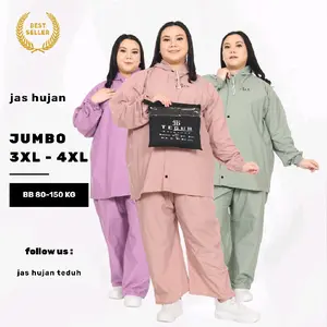 JAS HUJAN TEDUH JUMBO MUAT BB 80-150KG 3XL 4XL SETELAN JAKET CELANA BAHAN PVC 0,25 TELAS ELASTIS ANTI AIR TIDAK MUDAH ROBEK