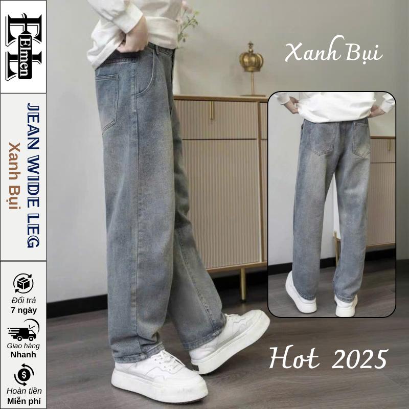 Elmen Clothing Quần Jean Ống Rộng 2025 Form Suông Màu Bright Blue Đen Chỉ Vàng Thời Trang Hiện Đại Thoải Mái Màu Mới Denim Season Quần Jeans Nam 2025 Chất Liệu Jean Denim Dáng Suông Rộng Trẻ Trung