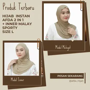 Hijab Afda Instan 2in1 | Rayon Kaos Airflow  | Inner + Malay Sporty | Size L | Nyaman Dipakai — Adem, jatuh elegan, dan tidak mudah kusut