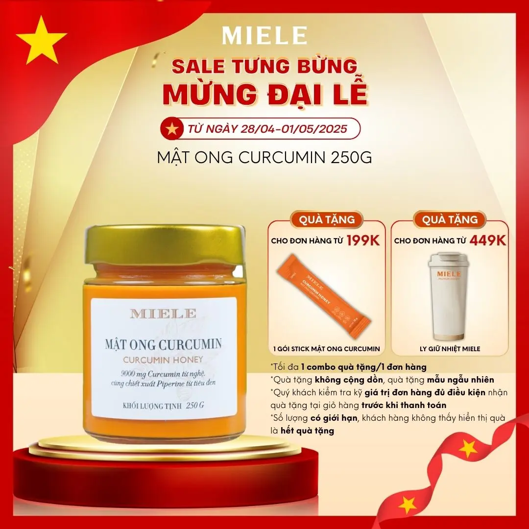 [TỪ 28.04-01.05 - MUA ĐƠN TỪ 449K TẶNG LY GIỮ NHIỆT MIELE] Mật Ong Curcumin Miele 250g, 400g, Hộp Stick Tiện Lợi 15g x 15 gói - Chiết Xuất Từ Nghệ Chứa 14500mg Curcumin