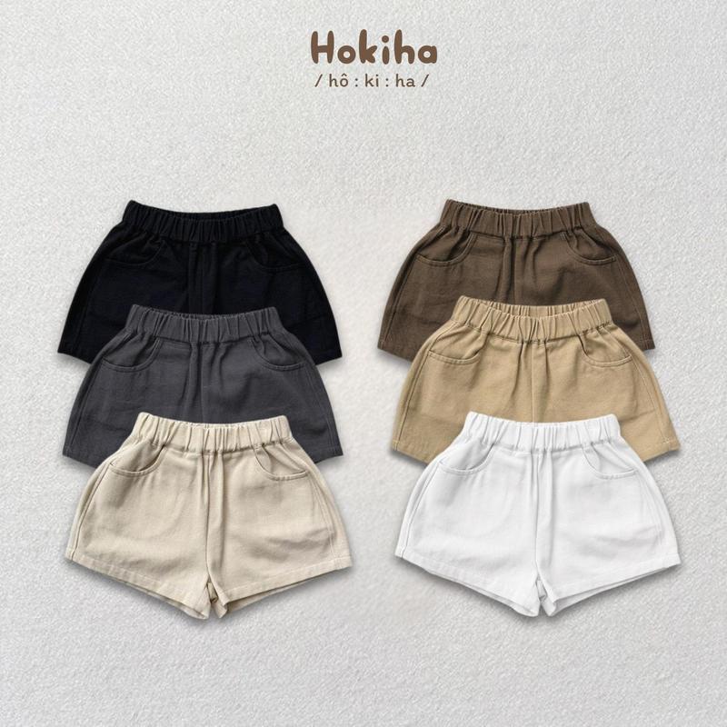 [Hokiha Kids] Q11- (Chọn Chuẩn Size) Quần đùi kaki mềm mại phối túi thật cho bé trai, bé gái phong cách Hàn Quốc size 8-17kg