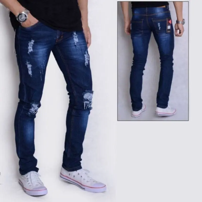 CELANA PANJANG PRIA JEANS SOBEK LUTUT//RIPEED JEANS TERBARU Nyaman Skinny