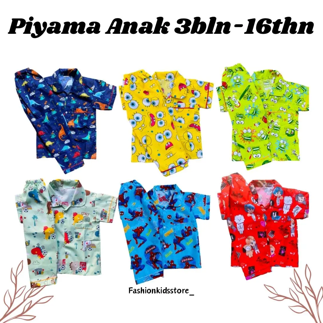 Piyama anak bayi dan remaja /3bulan-16tahun/piyama polimicro/setelan baju tidur Katun Lengan Perempuan Merah