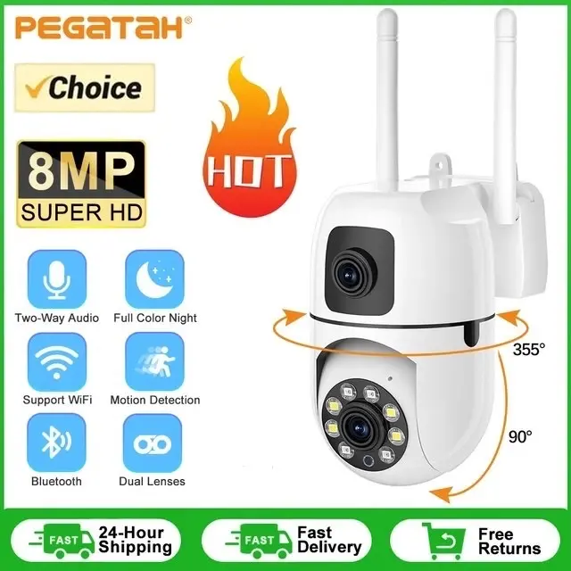 Kamera CCTV V380 Pro Outdoor IP WiFi 1080P HD IP66 Tahan Air 8MP Wireless - Hitam - Ponsel Putih Merah Camera indoor