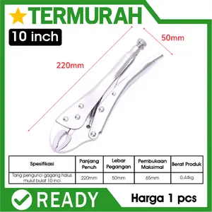 Tang Jepit Buaya Bengkok 10 Inch Locking Plier Curve Vise Grip Baja Super Kuat kunci buaya Clamp Pliers Curved Jaw