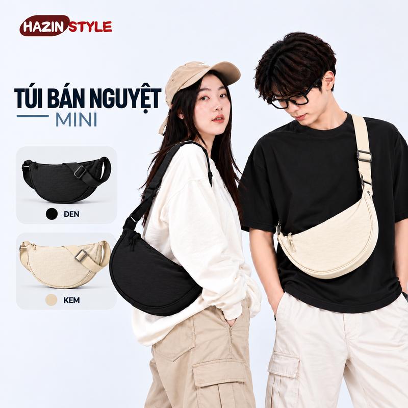 Túi Bán Nguyệt Mini Đeo Chéo Nam Nữ , Chống Thấm Nước, Nhiều Ngăn Tiện Lợi, Đi Học Đi Chơi M151