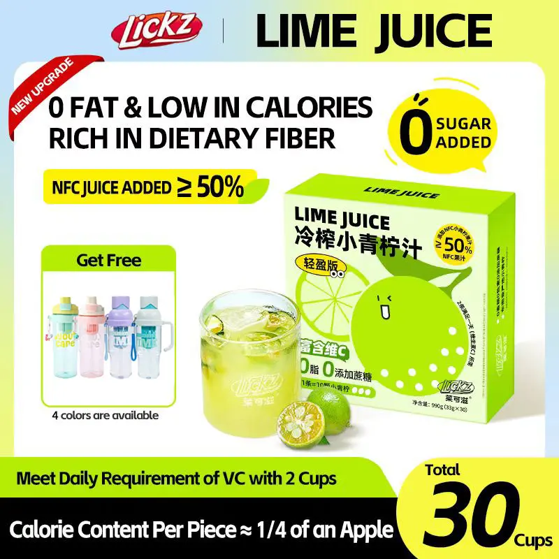 LICKZ JUICE Lime Calamansi Juice Beverage Concentrate Bundle - 30 Sachets with 900ml Tumble [0 Fat, 0 Sugar, NFC Cold-Pressed Juice]vitamin C beauty prebiotic dietary fiber DIY