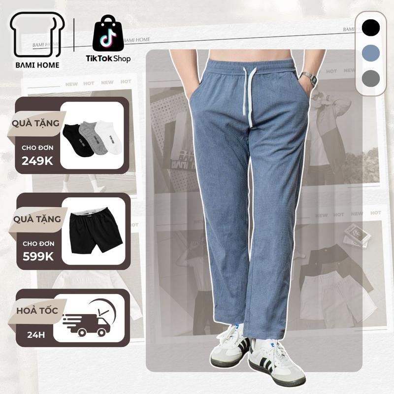 Quần baggy nam BAMIHOME, chất vải nhung tổ ong, lưng thun co giãn thoáng mát, thoải mái QBG02