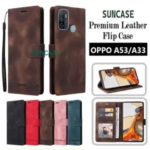 Case for untuk OPPO A53 A33 model flip buka tutup case standing ada tempat foto dan kartu juga tali hp flip cover