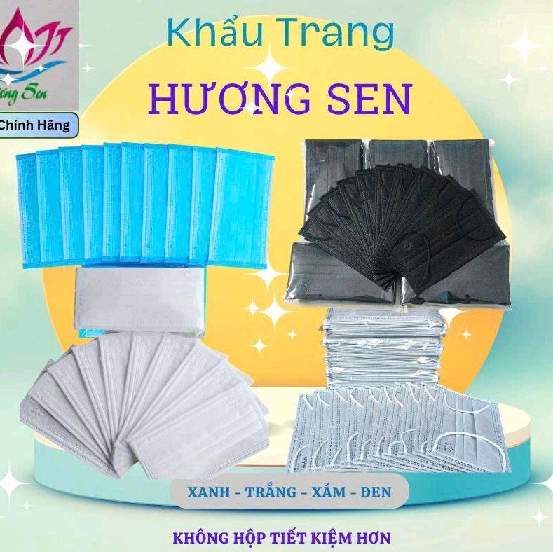 Thùng 10 Hộp 50 Bịch 500 Cái - KHÔNG ĐỰNG HỘP - Khẩu Trang 4 Lớp Cao Cấp Hương Sen - Dầy Dặn - Không Đổ Lông - Quai Đeo Chắc Chắn