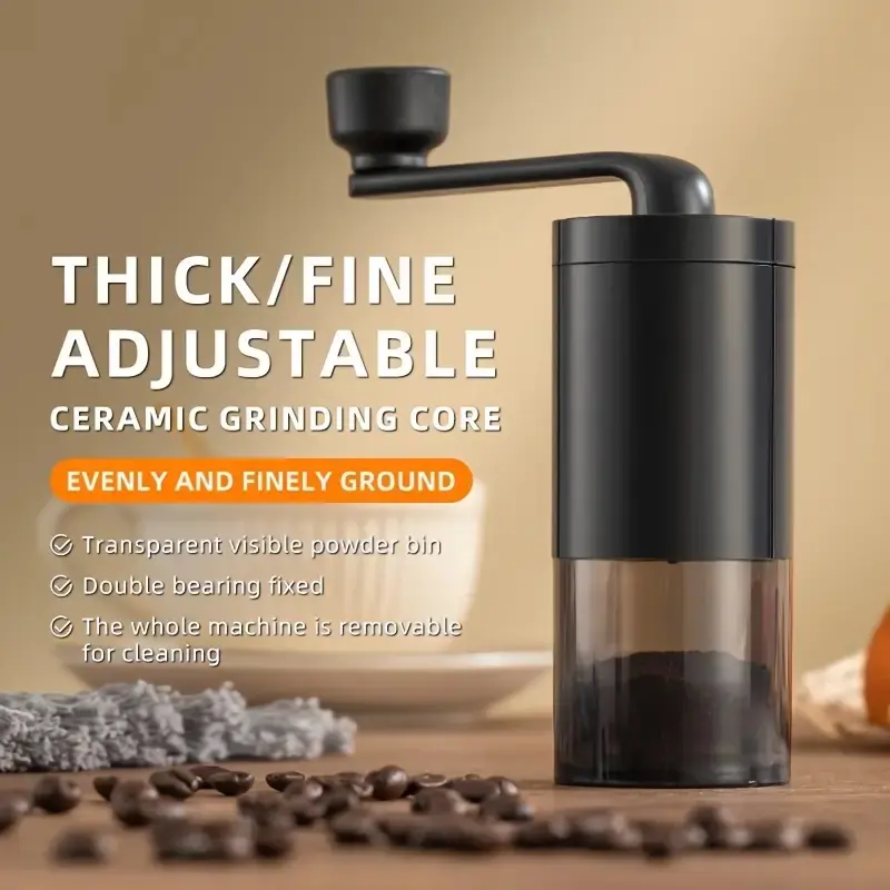 Máy Xay Cà Phê Thủ Công Cầm Tay Có Lưỡi Bằng Gốm Có Thể Điều Chỉnh Dung Tích 90ml, Máy Nghiền Tay Quay Bằng Thép Không Gỉ Và ABS, Thích Hợp Cho Văn Phòng, Du Lịch, Cắm Trại, Lõi Xay Có Độ Chính Xác Cao, Có Thể Tháo Rời Để Làm Sạch Dễ Dàng,
