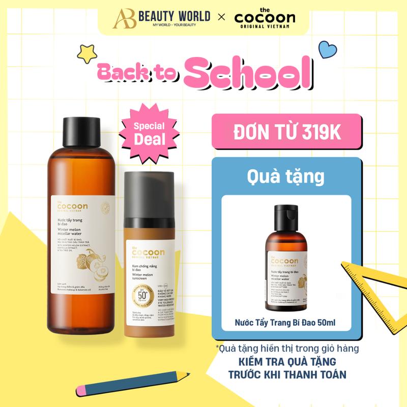 [MUA 1 TẶNG 1] Cocoon Kem chống nắng bí đao 50ml & Nước tẩy trang bí đao 500ml