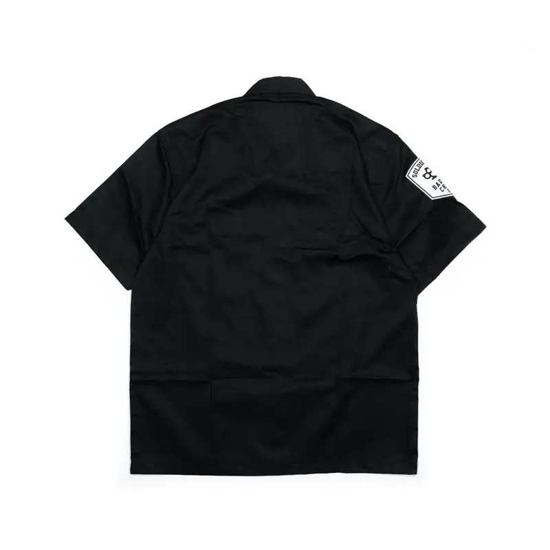 Soldierside Familia Workshirt "TheCREW" Hitam Bordir Putih-Hitam WS197 Kancing Simple kemeja pria  skena 1