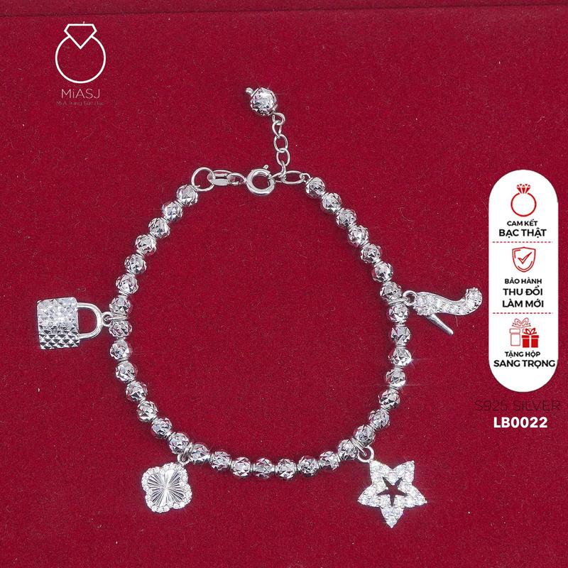 LB0022 Lắc tay nữ lắc bi charm Bạc Ý S925 cao cấp sáng đẹp