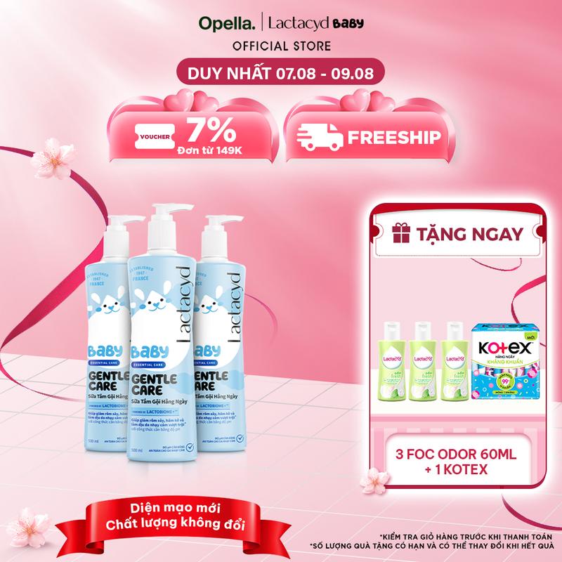 Bộ 3 chai Sữa Tắm Gội Trẻ Em Lactacyd Baby Gentle Care Bảo Vệ Dịu Nhẹ Cho Làn Da Nhạy Cảm 500ml/chai Cho Bé