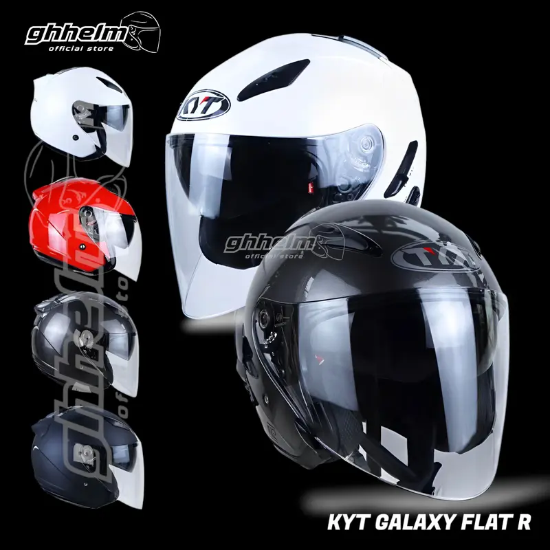 HELM KYT GALAXY FLAT R SOLID DOUBLE VISOR|HALF FACE Helmet Motorcycle 1