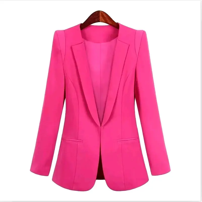 Blazer wanita formal semi formal kekinian kancing kait Basic Kantor Casual High Panjang Atasan Simple Hitam