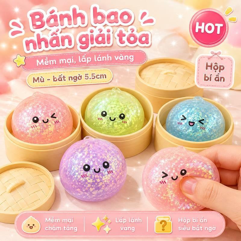 Đồ chơi bánh bao hấp hình emoji dễ thương - một món đồ chơi giúp giảm căng thẳng.