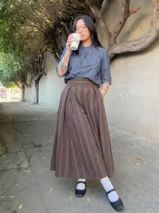 Soul | Shasa Skirt Stripe Korean Style | Rok Stripe Rempel Cantik Katun