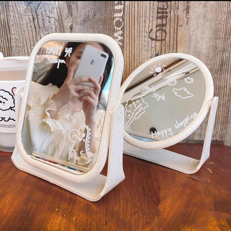  Gương để bàn lúa mạch RY-100 trang điểm cao cấp xoay 360 độ chất liệu nhựa và kính kích thước 19*16.5CM phù hợp làm quà tặng bạn bè và người lớn tuổi 