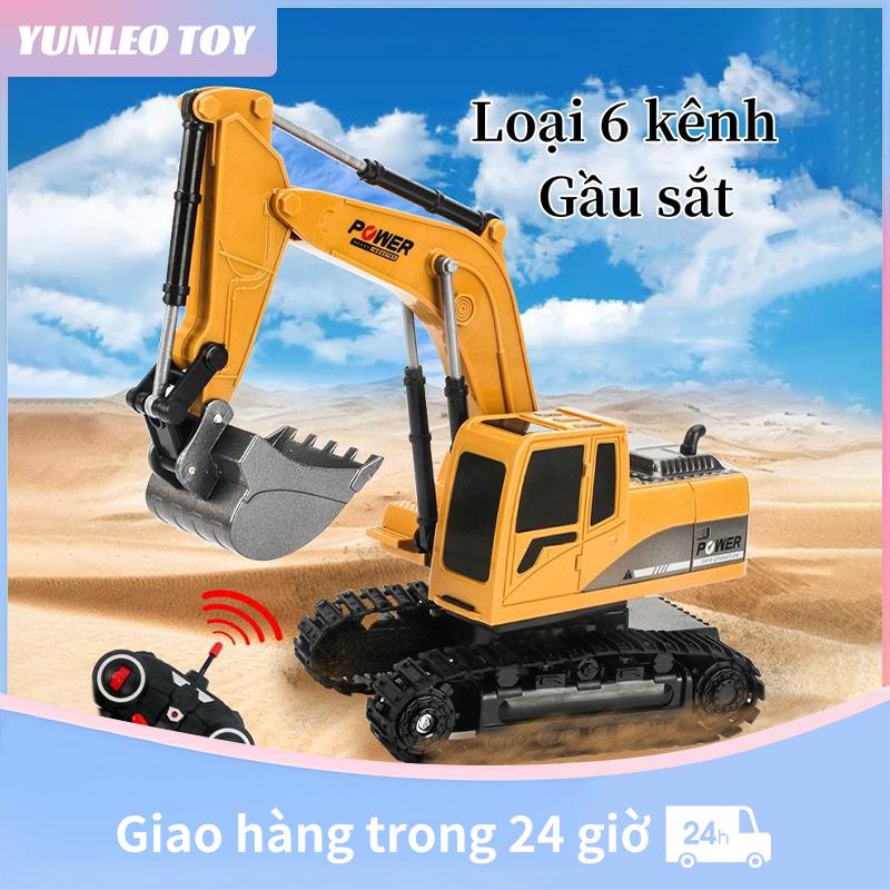 1:24 Đồ chơi máy xúc điều khiển từ xa Xe kỹ thuật Xe tải đổ kim loại Máy xúc hợp kim cho trẻ em, mô hình máy xúc.